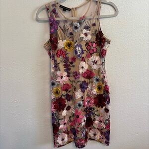 Colorful Dress Embroidered flowers Boston Proper size 4 boho maximalist eclectic